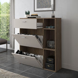 scarpiera takimi con 2 ante a ribalta 1 cassetto colore columella e cashmere, scarpiera salvaspazio con ante battenti o a ribalta