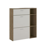 scarpiera takimi con 2 ante a ribalta 1 cassetto colore columella e cashmere, vista ambientata in corridoio o zona servizio