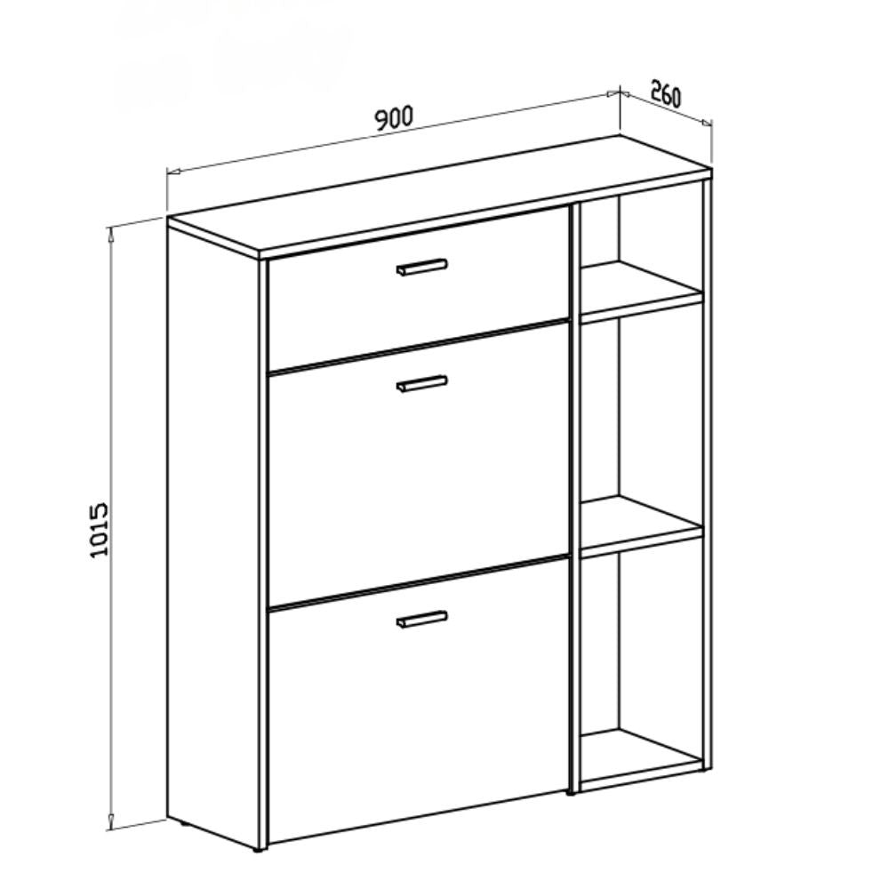 scarpiera takimi con 2 ante a ribalta 1 cassetto colore columella e cashmere, ideale per tenere tutto in ordine anche negli spazi piccoli