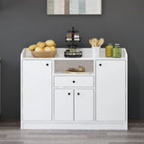 mobile multiuso arina con 4 ante 1 cassetto e nicchia a giorno colore bianco, mobile multiuso compatto per lavanderia, cucina o ingresso