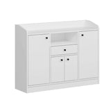 mobile multiuso arina con 4 ante 1 cassetto e nicchia a giorno colore bianco, finitura moderna e funzionale per ogni ambiente della casa