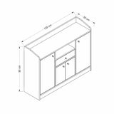 mobile multiuso arina con 4 ante 1 cassetto e nicchia a giorno colore bianco, design sottile per essere posizionato in nicchie o pareti strette