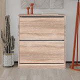 scarpiera shc520 a due ante a ribalta rovere, mobile multiuso compatto per lavanderia, cucina o ingresso