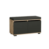 scarpiera con pouff dragoshoe noce e nero, vista ambientata in corridoio o zona servizio