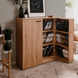 scarpiera satos02a rovere 2 ante e 8 ripiani, scarpiera salvaspazio con ante battenti o a ribalta