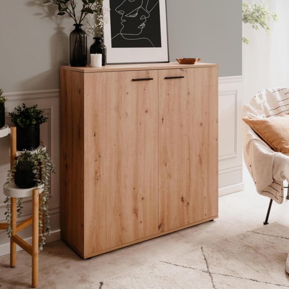 scarpiera satos02a rovere 2 ante e 8 ripiani, ideale per tenere tutto in ordine anche negli spazi piccoli