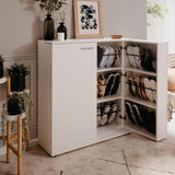 scarpiera satos02a bianca 2 ante e 8 ripiani, scarpiera salvaspazio con ante battenti o a ribalta