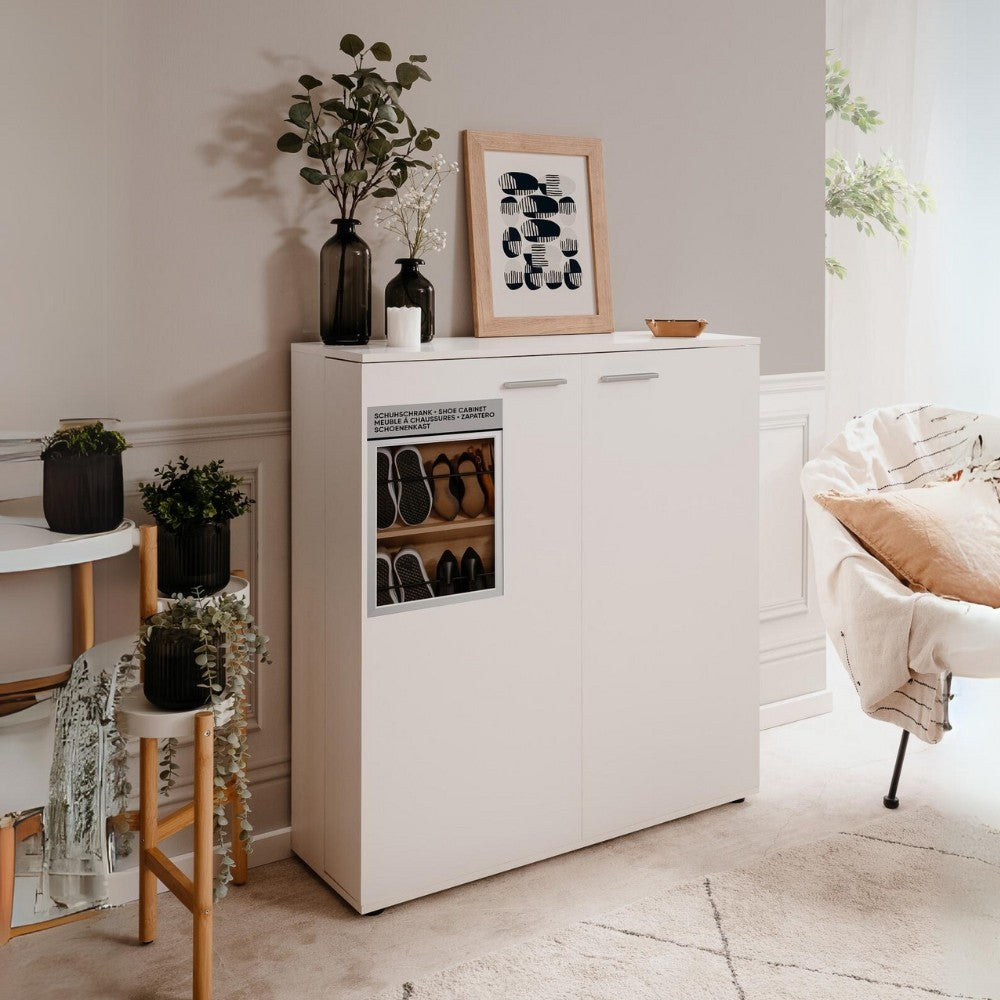 scarpiera satos02a bianca 2 ante e 8 ripiani, finitura moderna e funzionale per ogni ambiente della casa