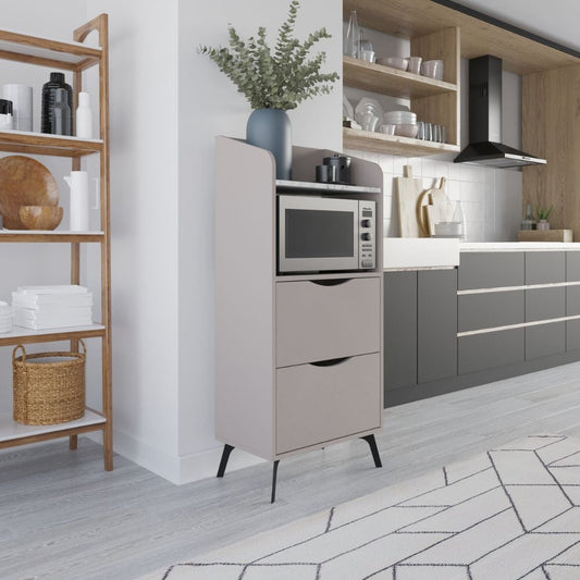 mobile multiuso gorki con cassetti light mocha e ripiano carrara bianco, mobile multiuso compatto per lavanderia, cucina o ingresso