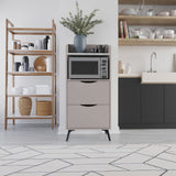 mobile multiuso gorki con cassetti light mocha e ripiano carrara bianco, vista ambientata in corridoio o zona servizio