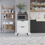 mobile multiuso gorki con cassetti bianchi e ripiano rovere, mobile multiuso compatto per lavanderia, cucina o ingresso