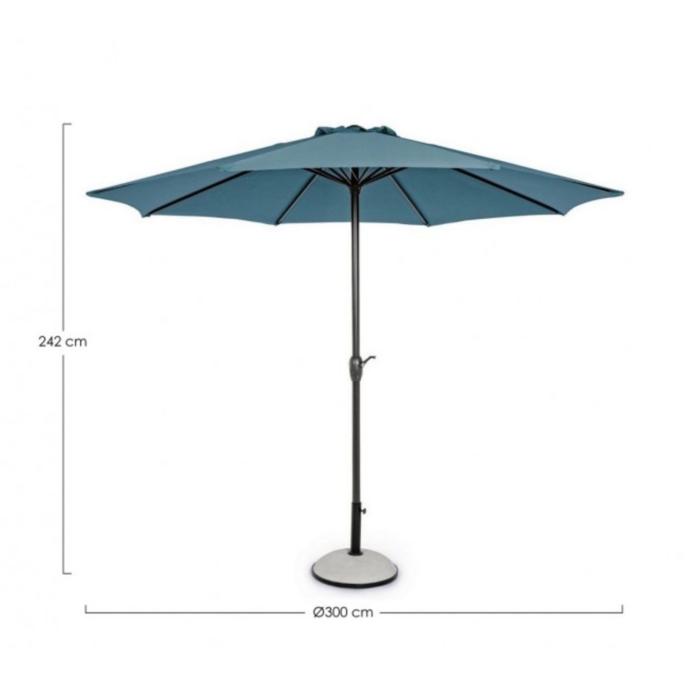 ombrellone rotondo kalife con palo centrale in alluminio e telo blu 3m, telo in tessuto impermeabile per protezione solare