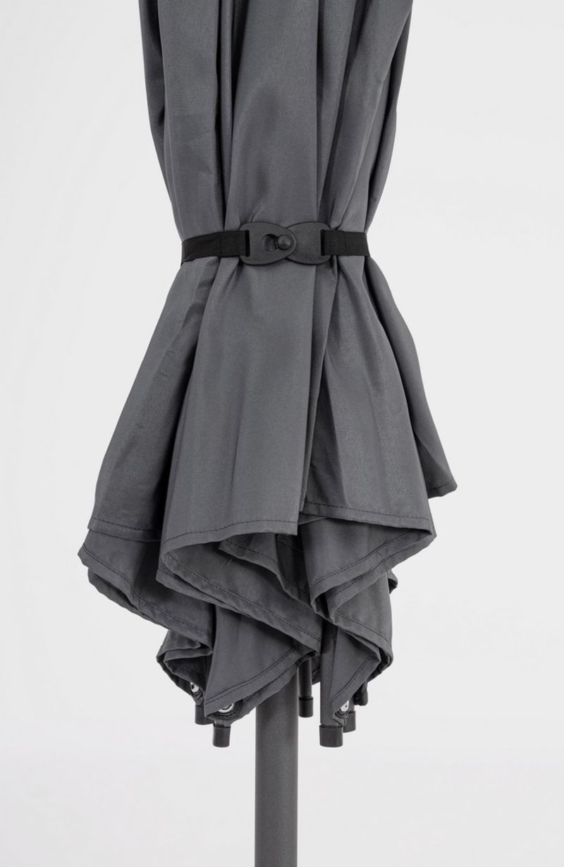 ombrellone da giardino samba con palo centrale in acciaio e telo grigio scuro, facile da aprire e chiudere con sistema a...