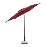 ombrellone da giardino samba con palo centrale in acciaio e telo rosso, vista ambientata su terrazzo, patio o bordo piscina