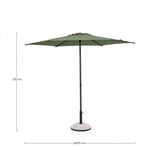 ombrellone da giardino samba con palo centrale in acciaio e telo verde, telo in tessuto impermeabile per protezione solare