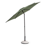 ombrellone da giardino samba con palo centrale in acciaio e telo verde, vista ambientata su terrazzo, patio o bordo piscina