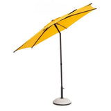 ombrellone da giardino samba con palo centrale in acciaio e telo giallo, vista ambientata su terrazzo, patio o bordo piscina