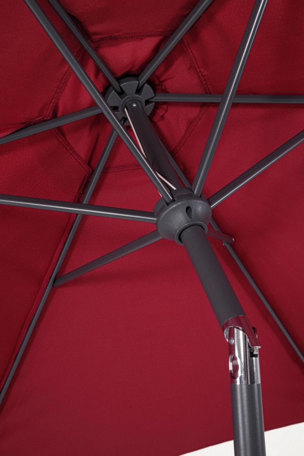 ombrellone rotondo kalife con palo centrale in alluminio e telo rosso 2,7m, ideale per creare zone d’ombra in giardino o...