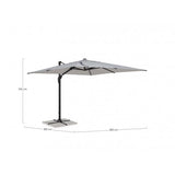 ombrellone a sospensione vega con palo in alluminio e telo grigio 3×3, telo in tessuto impermeabile per protezione solare