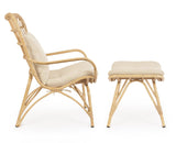 poltrona lounge con poggiapiedi maela effetto rattan, poltrona da giardino leggera e facile da spostare