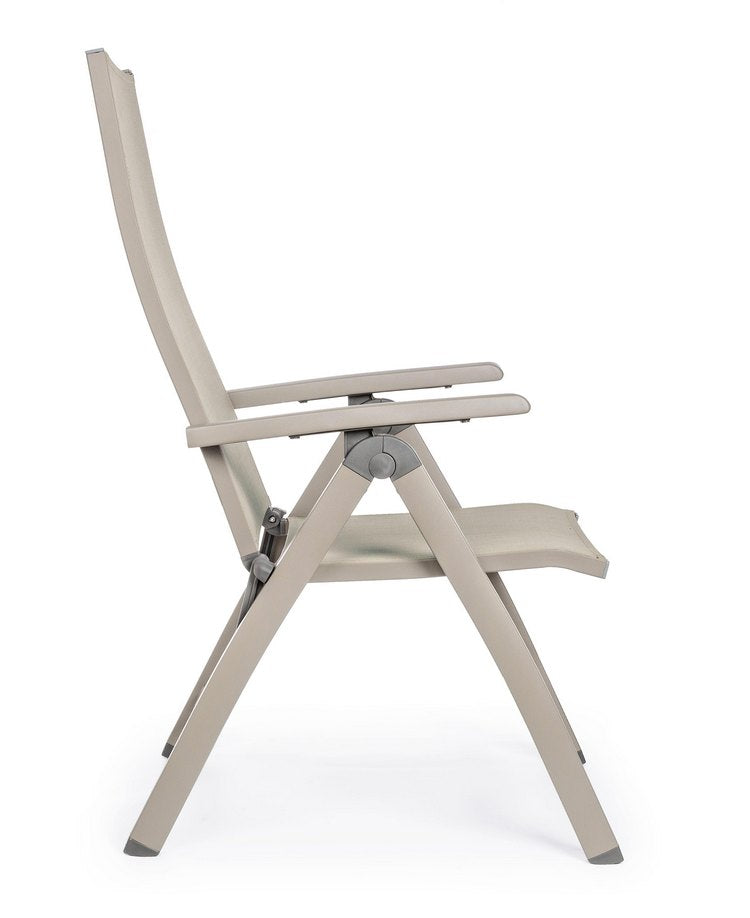 poltrona reclinabile victor in alluminio tortora, pieghevole, perfetta per rilassarsi all’aperto con stile e comfort