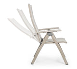 poltrona reclinabile victor in alluminio tortora, pieghevole, design ergonomico ideale per l’arredo esterno