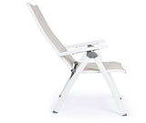 poltrona reclinabile cruise in alluminio bianco, pieghevole, poltrona da giardino leggera e facile da spostare