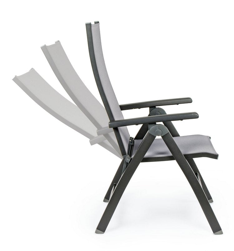 poltrona reclinabile cruise in alluminio antracite, pieghevole, perfetta per rilassarsi all’aperto con stile e comfort