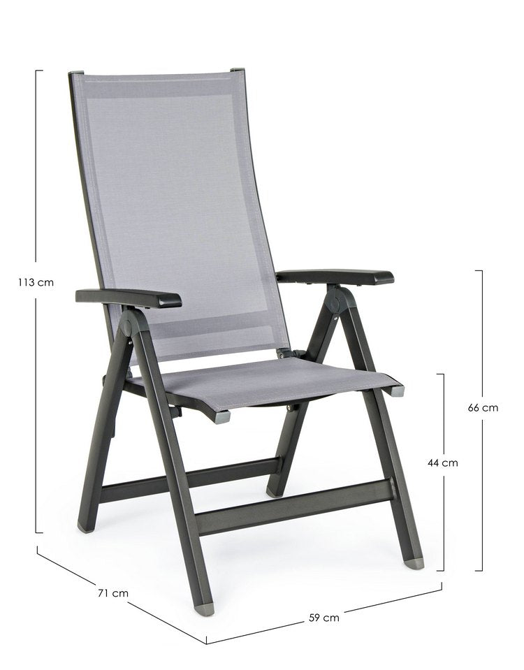poltrona reclinabile cruise in alluminio antracite, pieghevole, design ergonomico ideale per l’arredo esterno