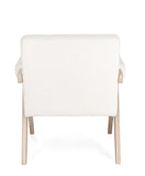 poltrona faiza in tessuto effetto bouclé avorio e gambe in legno rubberwood, perfetta per aggiungere comfort ed eleganza...