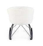 poltrona sibilla in tessuto effetto bouclé bianco e base in legno rubberwood, perfetta per aggiungere comfort ed eleganza...