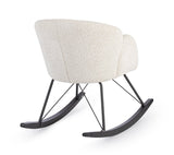 poltrona sibilla in tessuto effetto bouclé naturale e base in legno rubberwood, perfetta per aggiungere comfort ed eleganza...