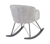 poltrona sibilla in tessuto effetto bouclé grigio chiaro e base in legno rubberwood, perfetta per aggiungere comfort ed...