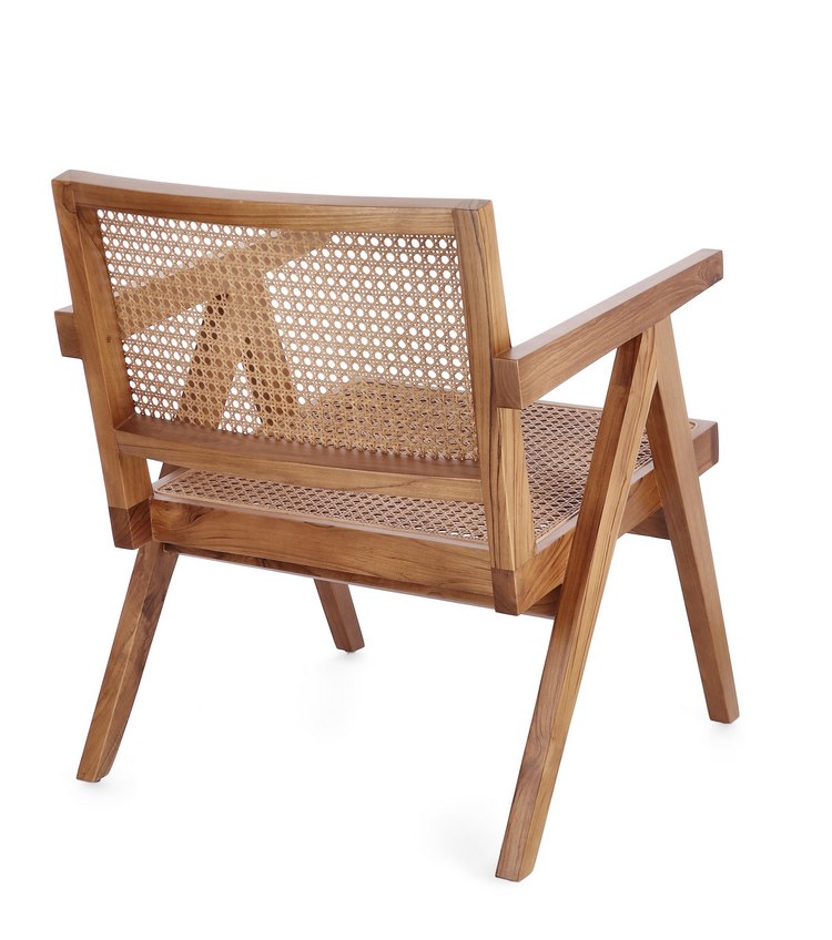 poltrona lounge galia in legno di teak naturale e rattan, perfetta per aggiungere comfort ed eleganza all’arredamento