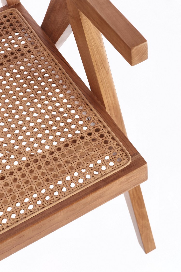 poltrona lounge galia in legno di teak naturale e rattan, struttura in legno o metallo resistente e durevole