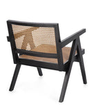 poltrona lounge galia in legno di teak nero e rattan, perfetta per aggiungere comfort ed eleganza all’arredamento