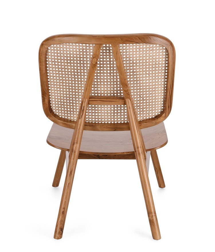 poltrona lounge yves in legno di teak e rattan naturale, stile contemporaneo con braccioli comodi e seduta avvolgente