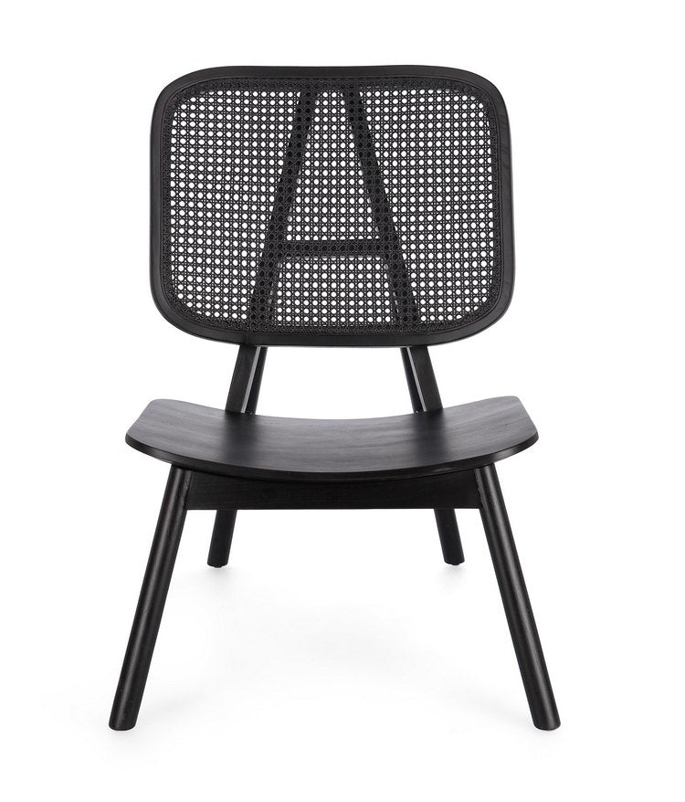 poltrona lounge yves in legno di teak e rattan nero, perfetta per aggiungere comfort ed eleganza all’arredamento