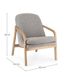 poltrona elaide in tessuto effetto bouclé grigio e struttura in legno rubberwood, stile contemporaneo con braccioli comodi e...