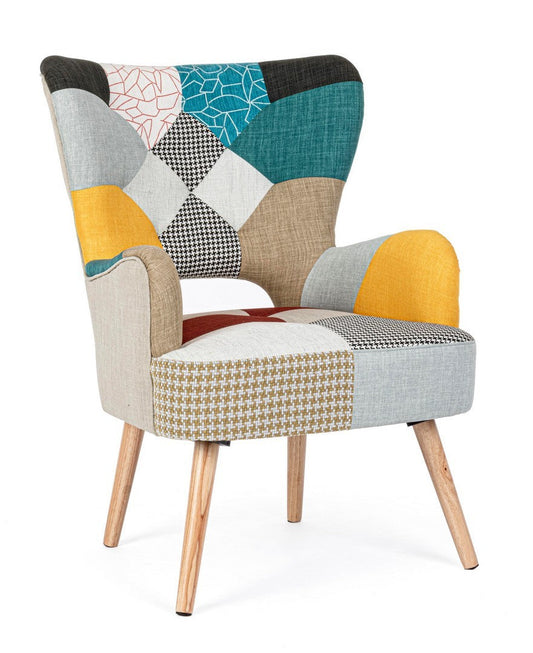 poltrona galatea queen patchwork, poltrona imbottita con struttura solida e design moderno