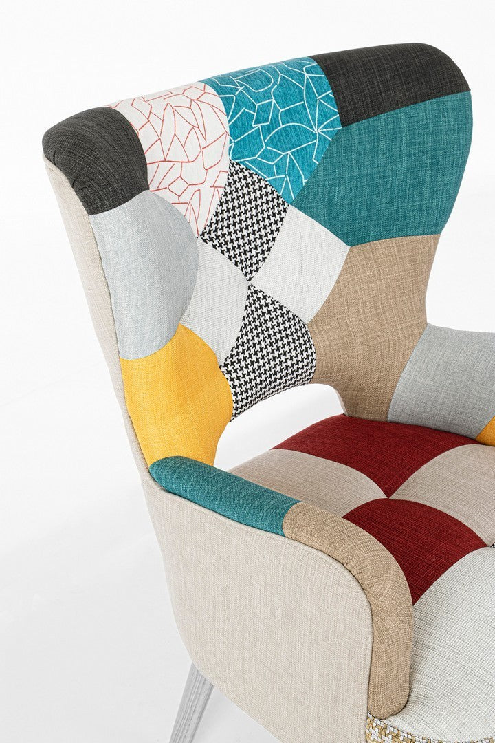 poltrona galatea queen patchwork, stile contemporaneo con braccioli comodi e seduta avvolgente