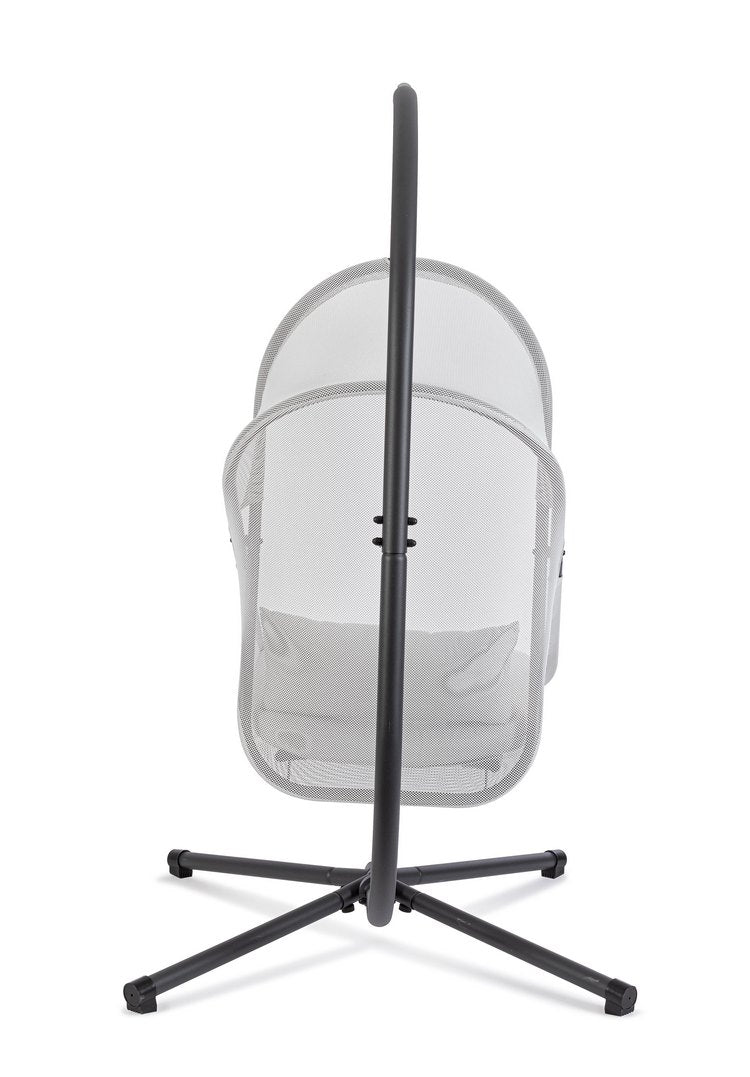 poltrona sospesa algar pieghevole, in acciaio antracite e copertura grigia, perfetta per rilassarsi all’aperto con stile e...