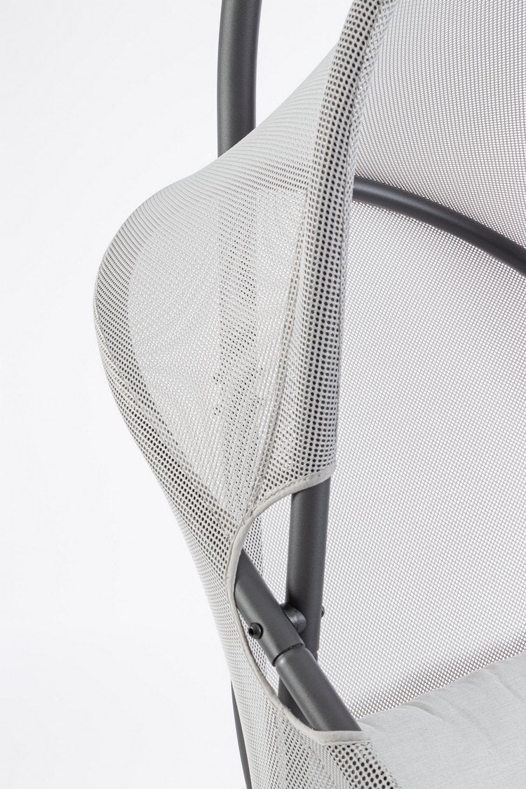 poltrona sospesa algar pieghevole, in acciaio antracite e copertura grigia, poltrona da giardino leggera e facile da spostare