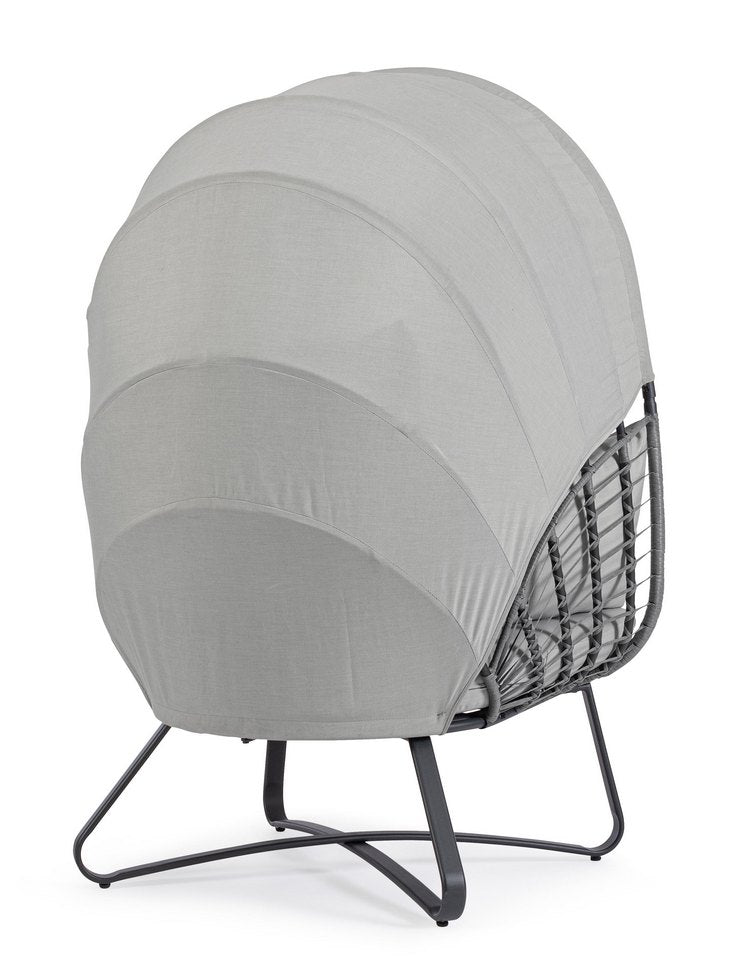 poltrona eldon in acciaio antracite e copertura grigia, design ergonomico ideale per l’arredo esterno