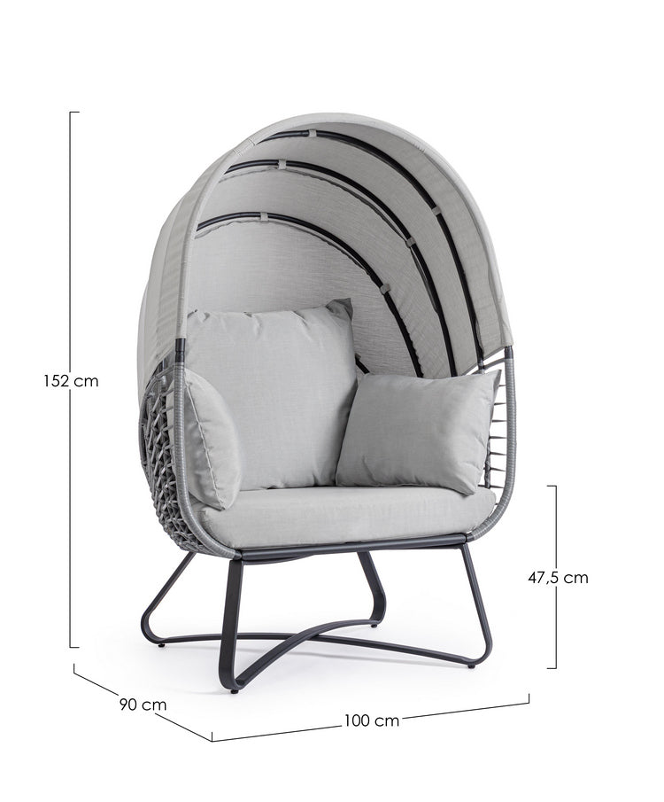 poltrona eldon in acciaio antracite e copertura grigia, poltrona da giardino leggera e facile da spostare