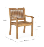 poltrona noemi in legno d’acacia, vista ambientata in terrazzo, giardino o veranda