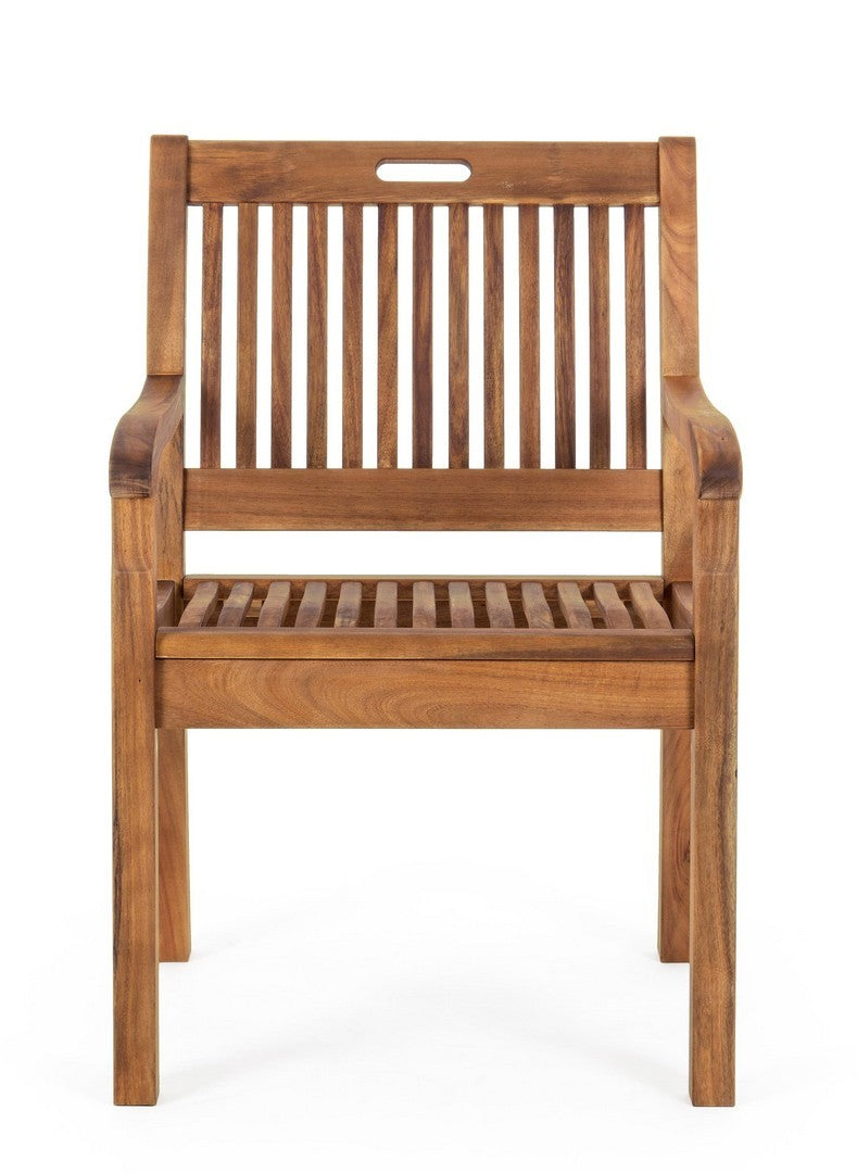 poltrona noemi in legno d’acacia, dettaglio dei cuscini imbottiti e tessuto impermeabile