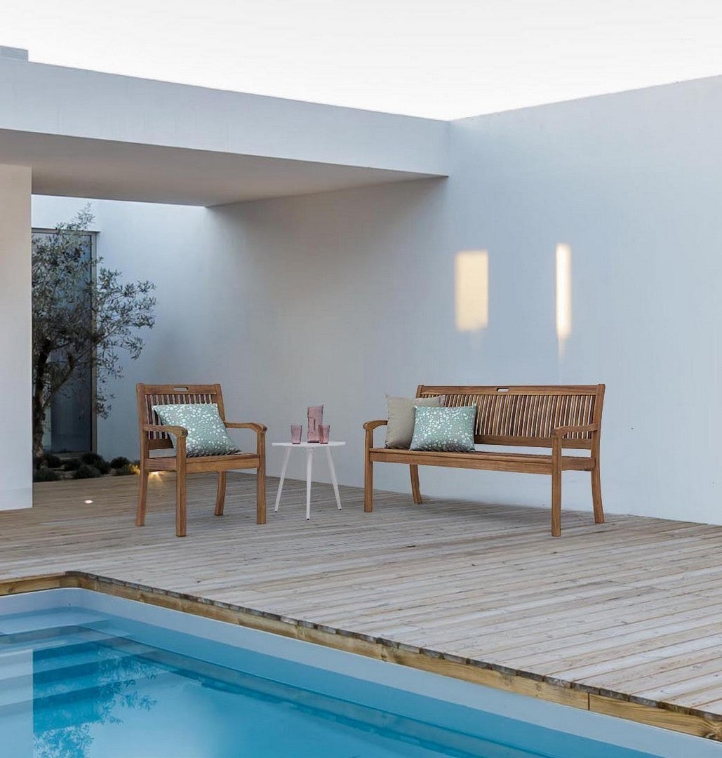 poltrona noemi in legno d’acacia, poltrona da giardino leggera e facile da spostare