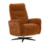 poltrona reclinabile elettrica oslo in tessuto mattone e base in metallo nero, poltrona imbottita con struttura solida e...