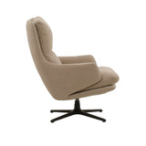 poltrona girevole new arley in tessuto beige e base in metallo nero, perfetta per aggiungere comfort ed eleganza...